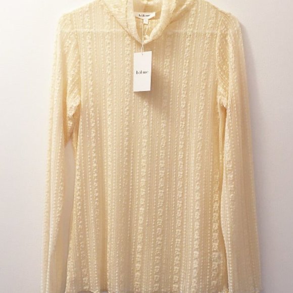 bohme Tops - Bohme Ivory/Cream Lace Blouse w/Cowl Neck Sz Small